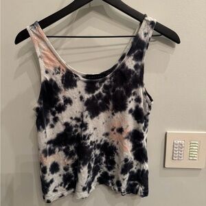Sanctuary Tie-Dye Scoop Tank Top - Navy & Blush